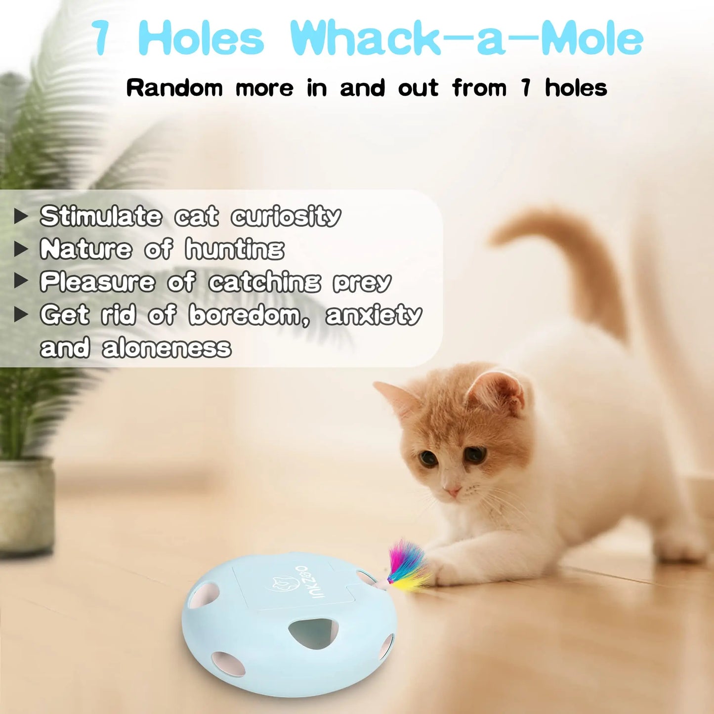 Inkzoo Whack A Mole Cat Toy Interactive Indoor Fun For Cats