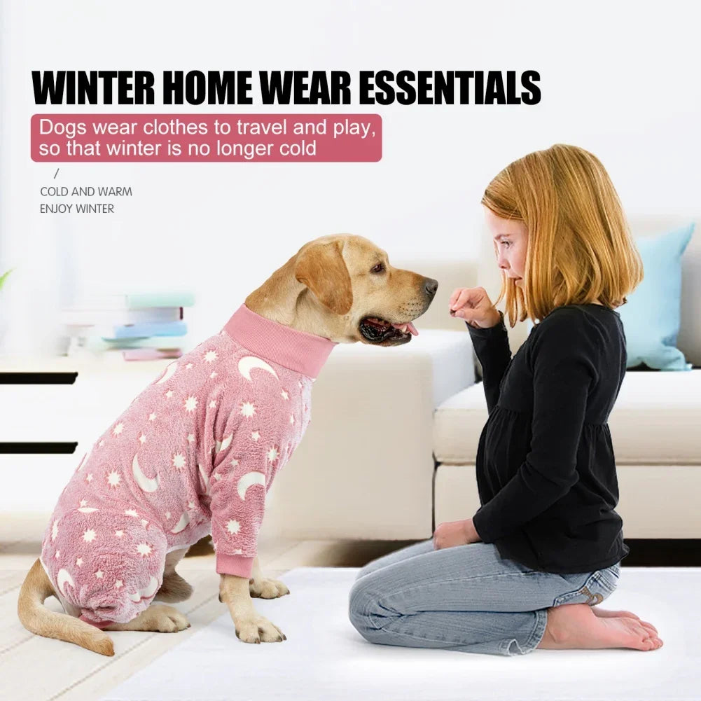Soft Dog Pajama Onesie Warm Fleece 4 Legged Stretchable Jumpsuit Full Body Cover For Pets