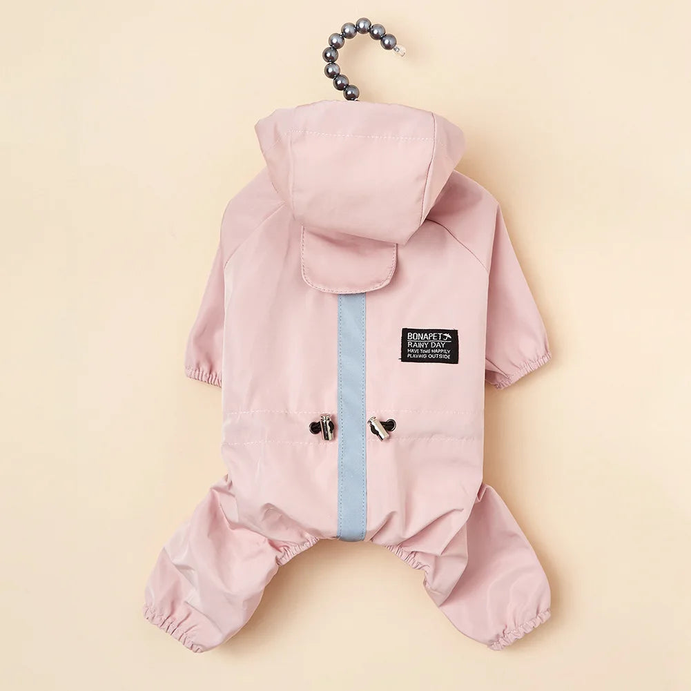 Waterproof Dog Raincoat With Reflective Hooded Jacket