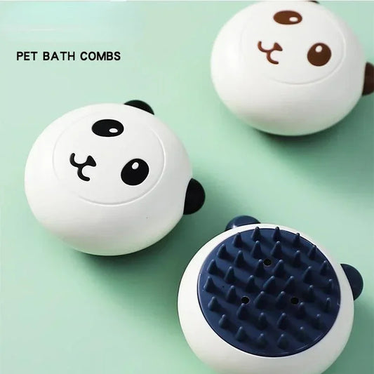 Panda Massage Dog Bath Brush Silicone Grooming Comb