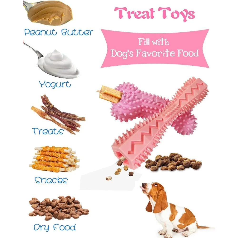 Pink Teething Chew Toys For Puppies Two To Eight Months