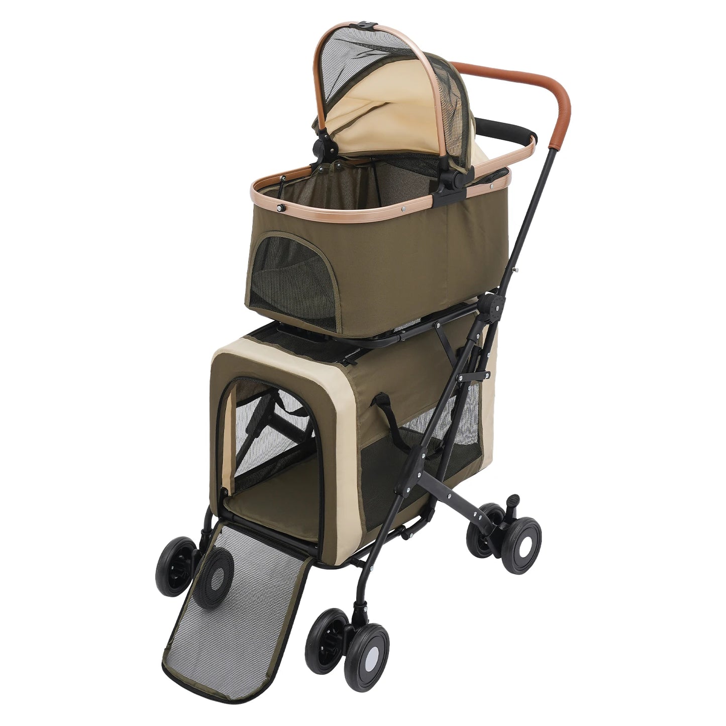 Detachable Double Tier Pet Stroller For Small And Med Dogs