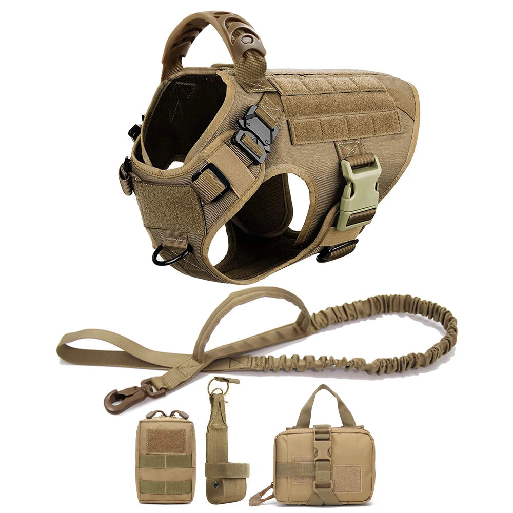 Military Dog Harness Vest Set For Large Dogs Tactical Leash