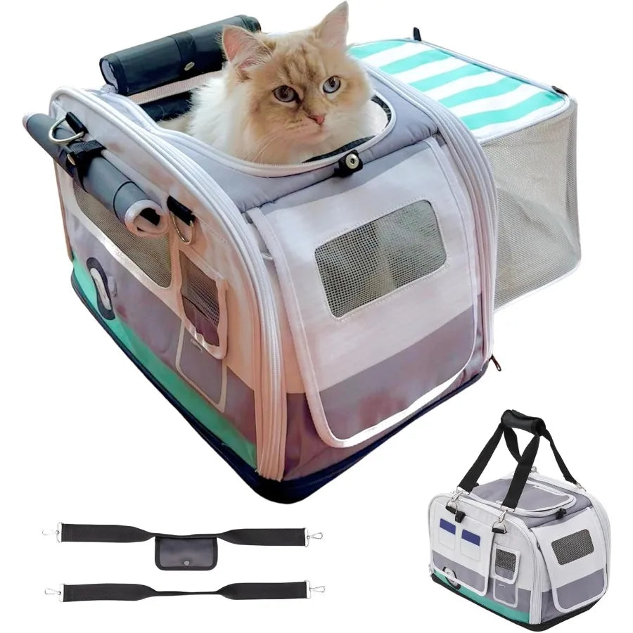 Premium SoftSided 2in1 Cat Carrier Home Hideaway Calming Den