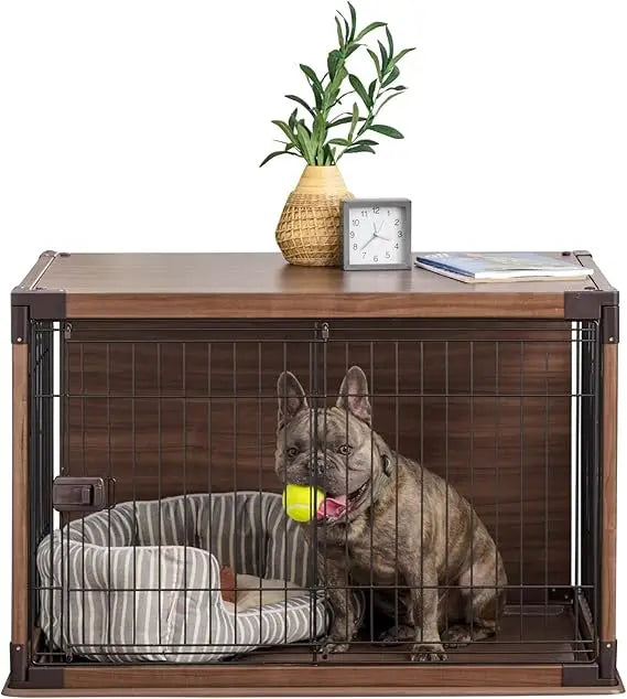 Modern Wooden Dog Crate End Table For Small To Medium Dogs