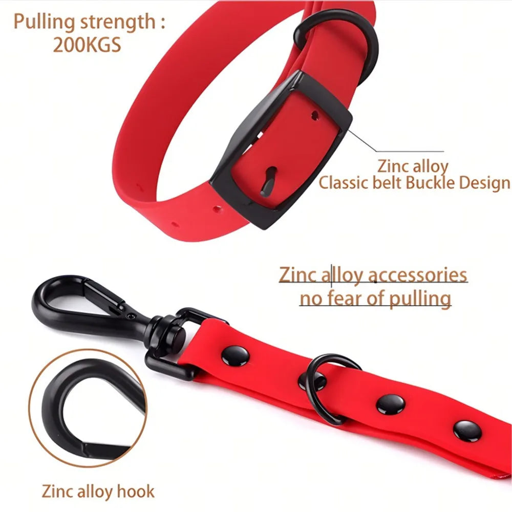 Silicone Pet Collar Leash Set Dogs Waterproof Reflective