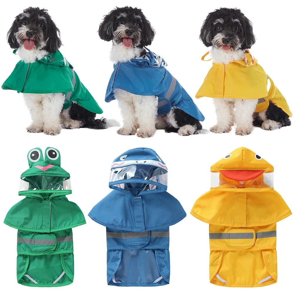 Fashionable Reflective Dog Raincoat Hooded Waterproof Jacket For Large Dogs Outdoor Weatherproof Coat