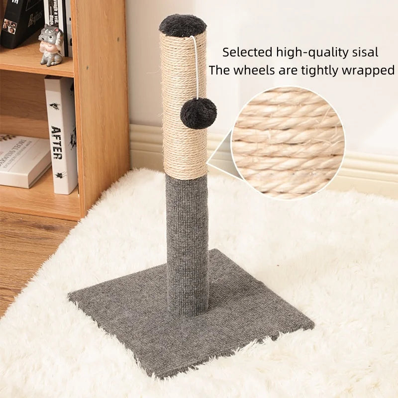Natural Sisal Cat Scratching Post With Toy Ball Velvet Base