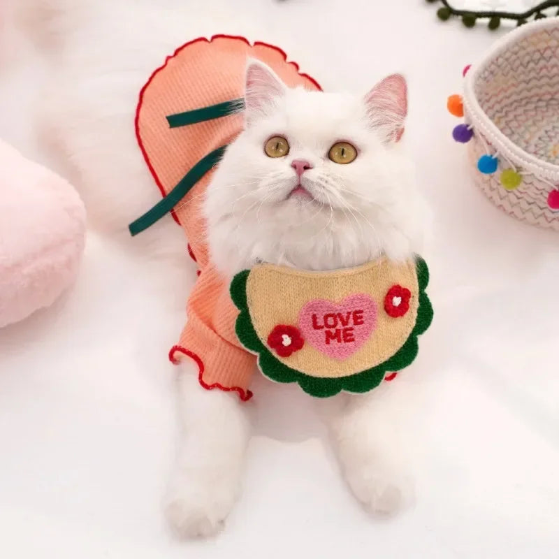 Pet Saliva Towel With Elastic Lace Up Decoration Embroidery