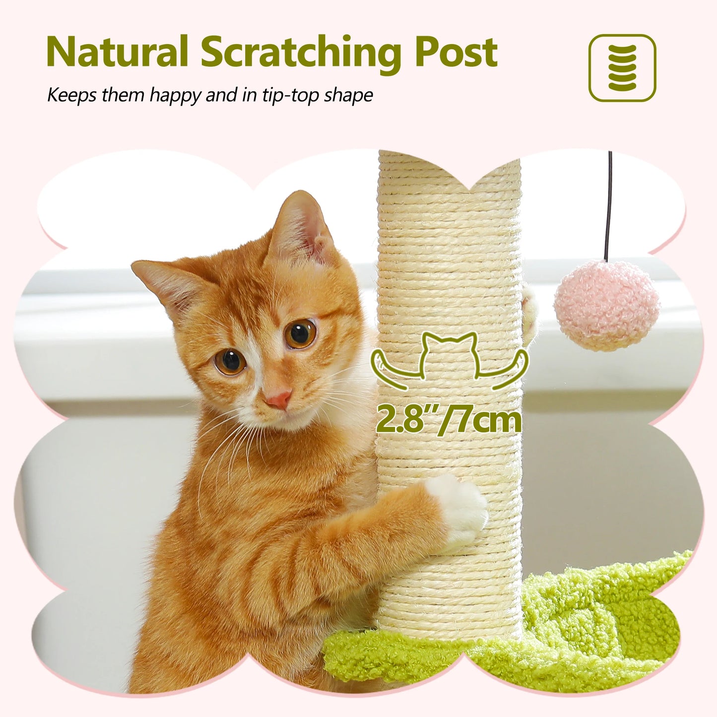 PAWZ Road Flower Cat Tree With Sisal Scratching Post Large Hammock Soft Top Perch Three Layer Cat Tower For Indoor Cats