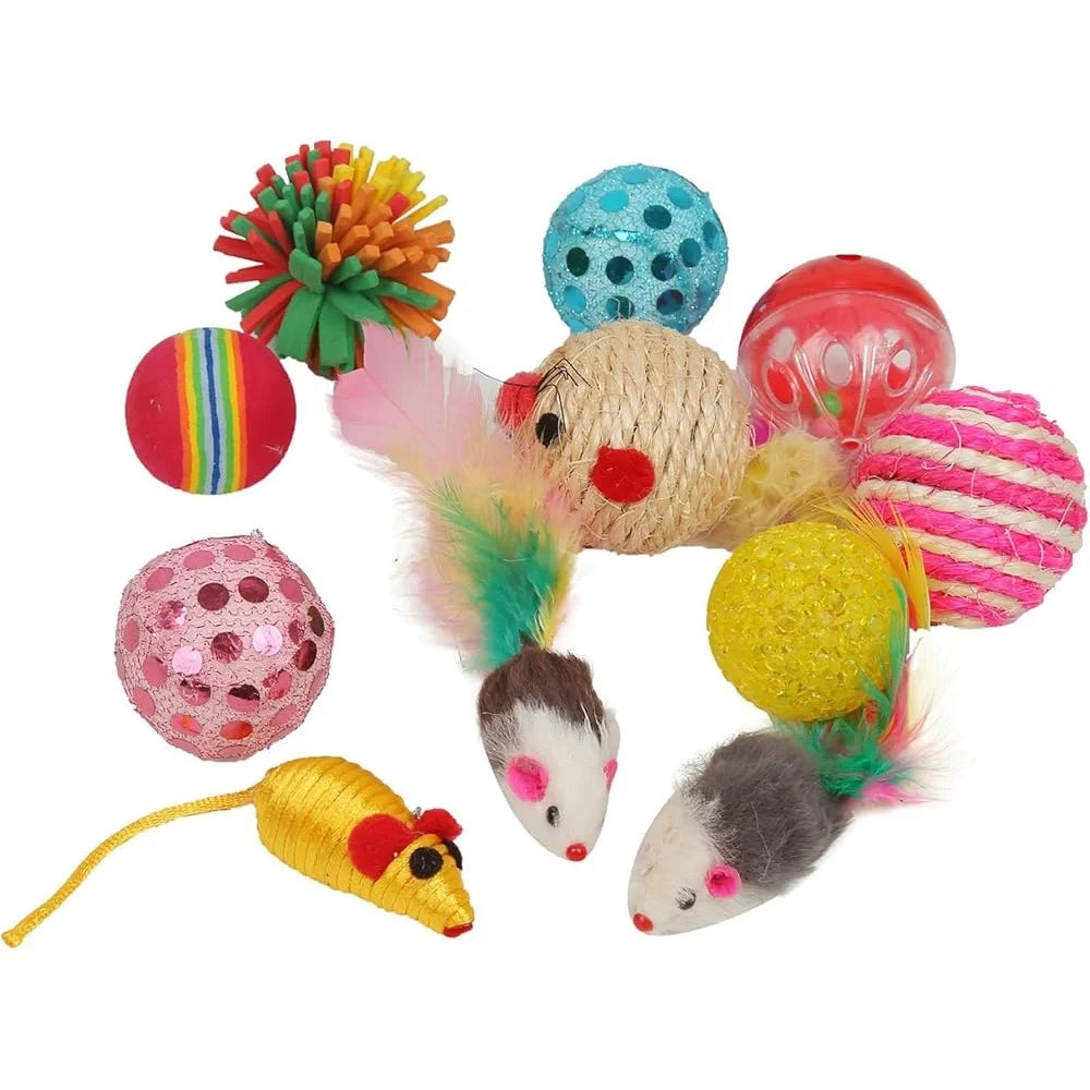 20 Piece Cat Toys Set Variety Pack Rattle Balls Catnip Mice