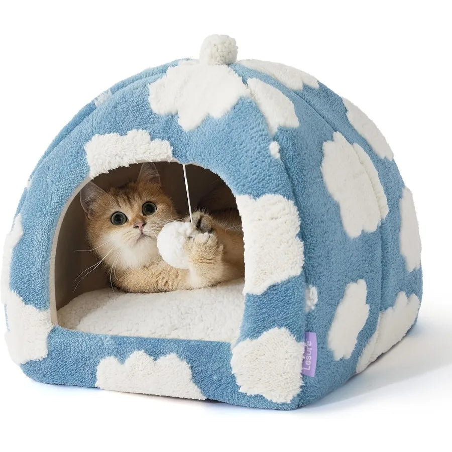 2 In 1 Cozy Cat Cave Bed For Indoor Kittens And Small Pets