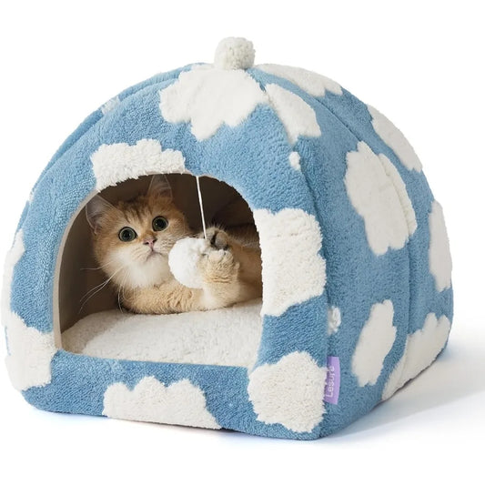 2 In 1 Cozy Cat Cave Bed For Indoor Kittens And Small Pets