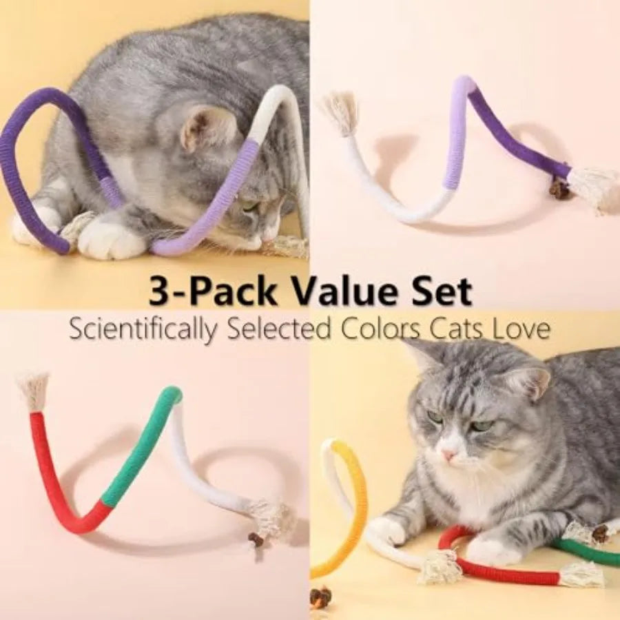 3 Pack Cat Chew Toys Rope Set Natural Sisal Cotton Rope Cat Toys With Catnip Pet Friendly Teething Oral Care For Indoor
