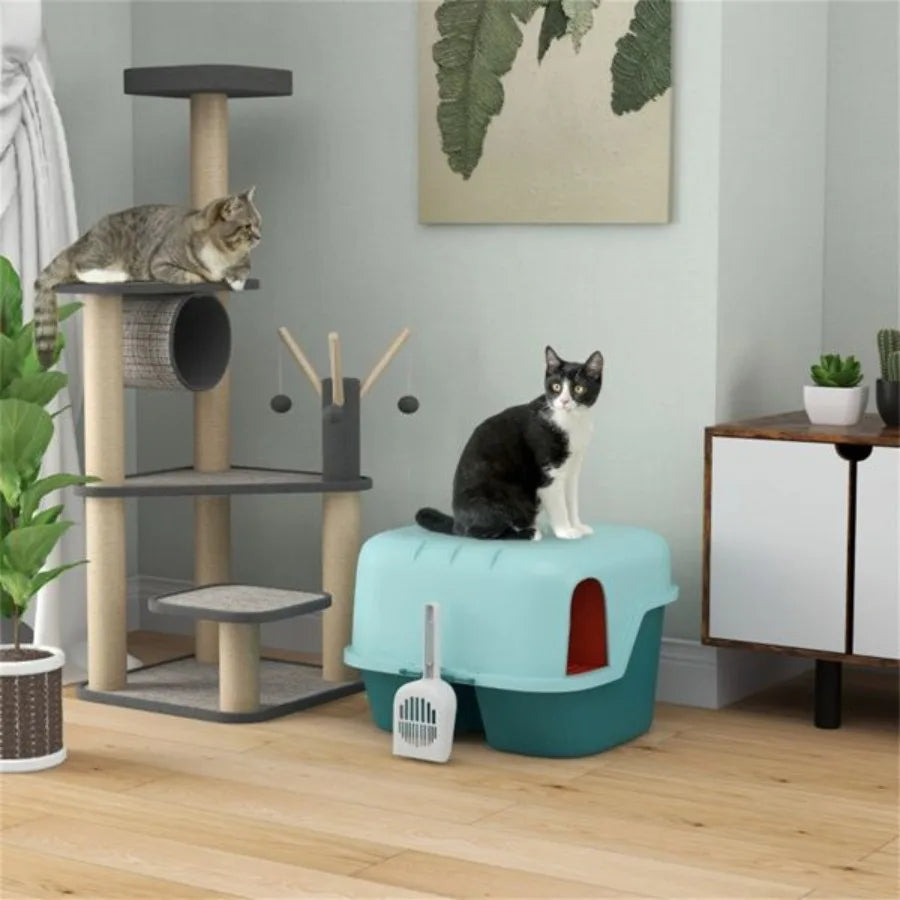 Fully Enclosed Cat Litter Box For Odor Control And Privacy