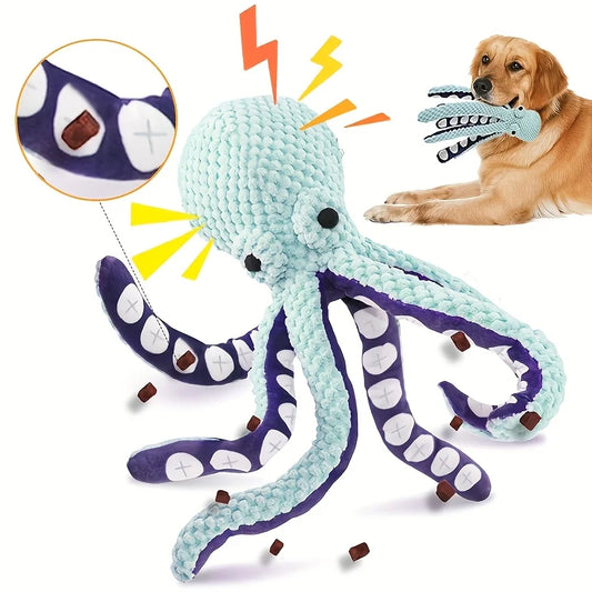 2 Octopus Plush Dog Toy Squeaky Bite Resistant Chew Toy