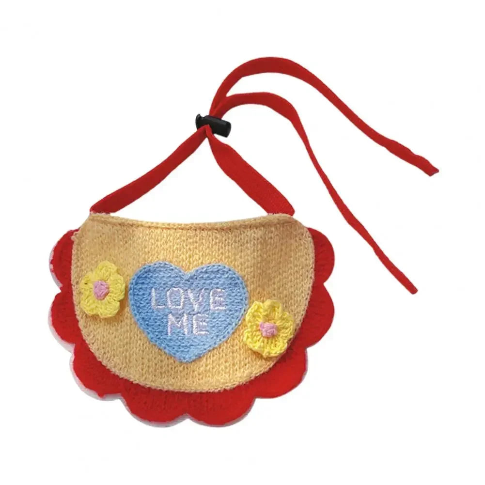 Pet Saliva Towel With Elastic Lace Up Decoration Embroidery