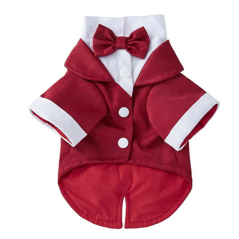 Dog Tuxedo Wedding Suit With Bow Tie For Small Medium Dogs