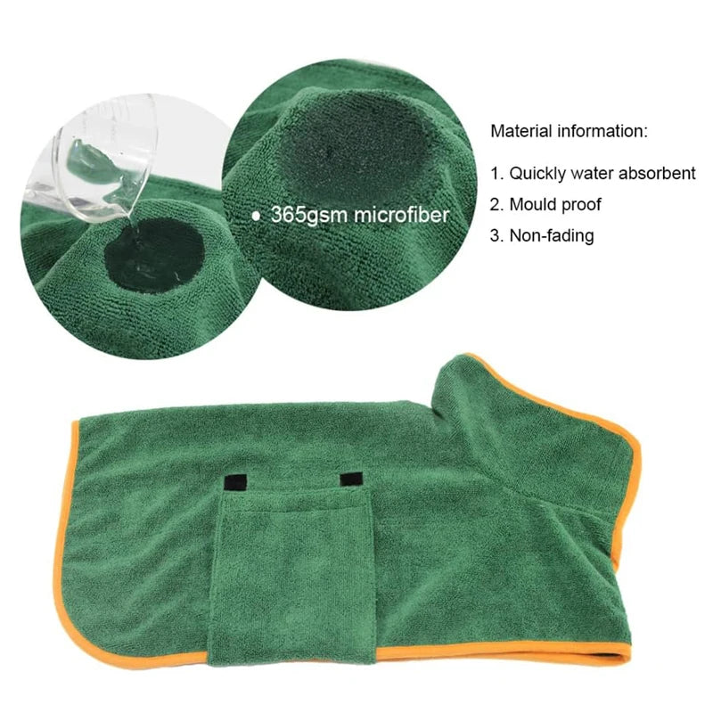 Adjustable Microfiber Pet Bathrobe Towel For Dogs And Cats