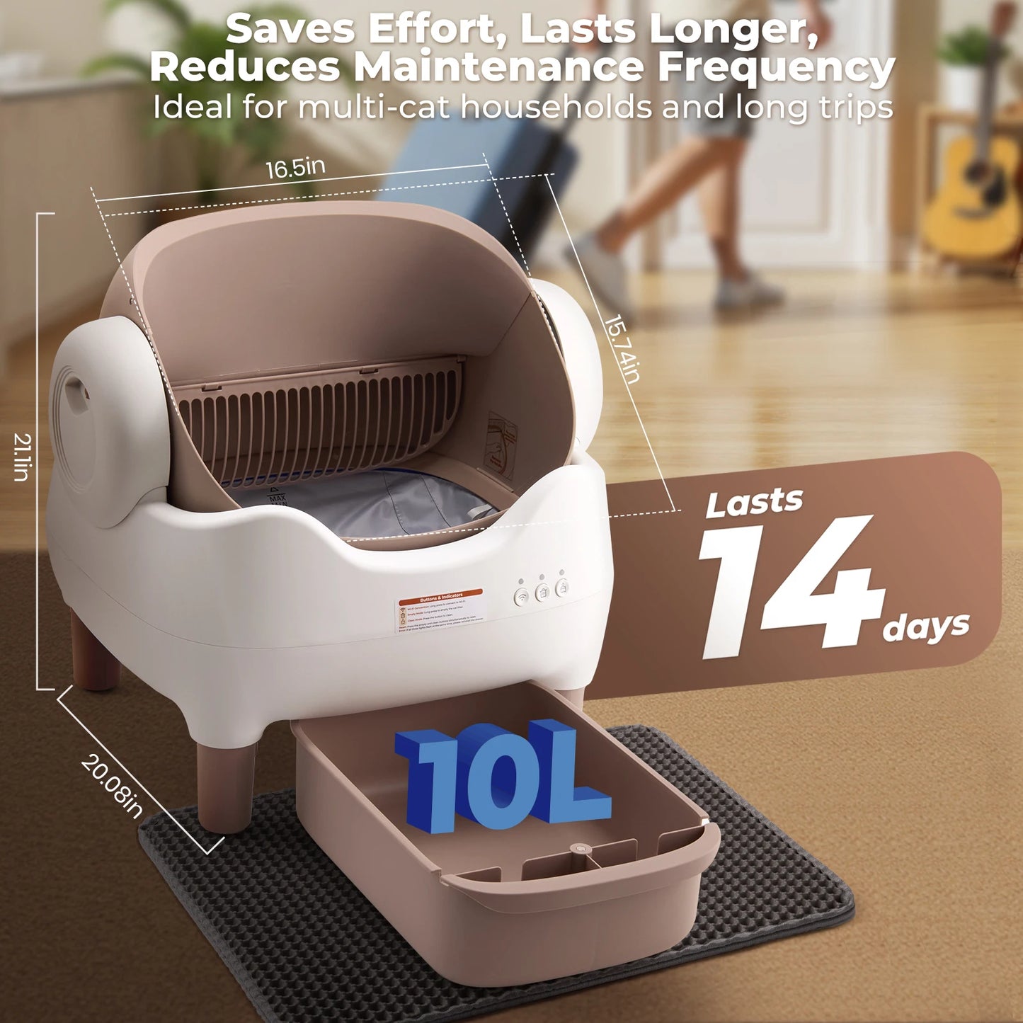 Automatic Self Cleaning Litter Box For Cats With App