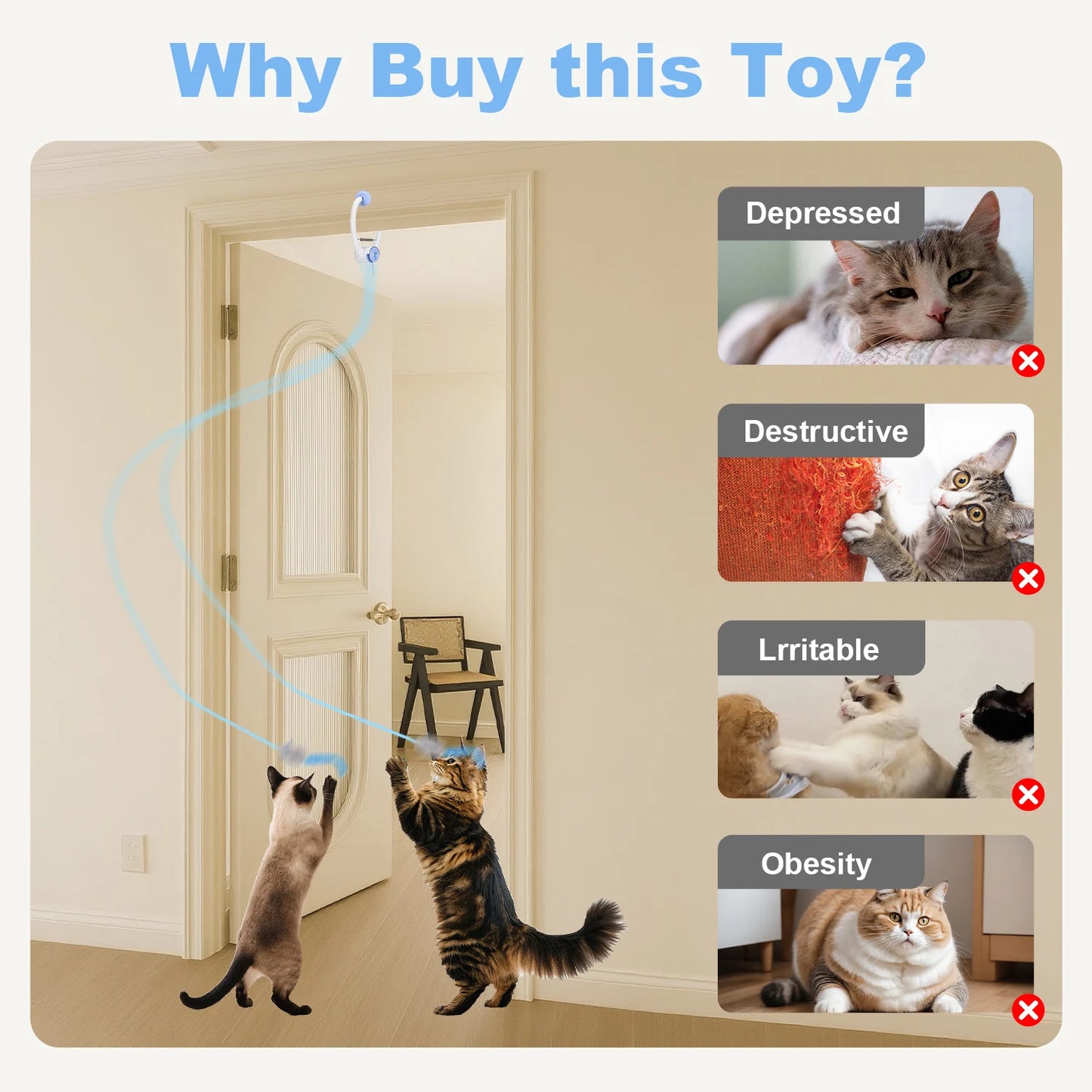 Electric Door Hanging Cat Toy USB Rechargeable Interactive