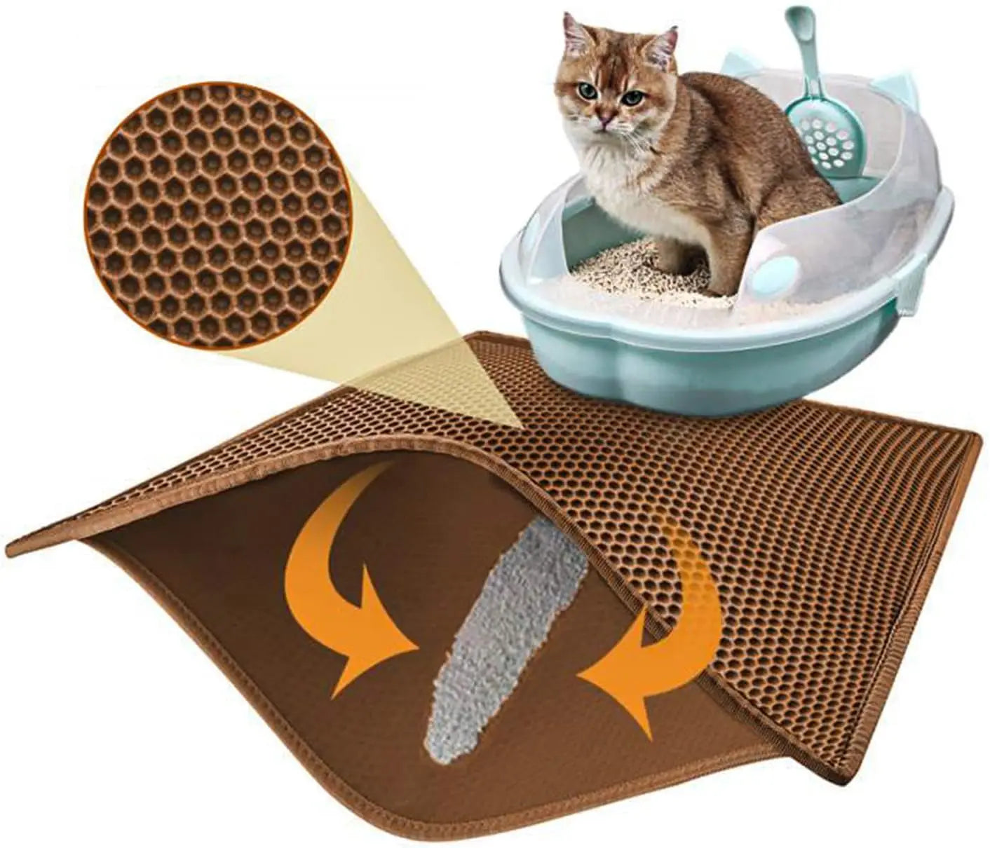 Dual Layer Cat Litter Mat Waterproof Urine Proof Gray 24x15
