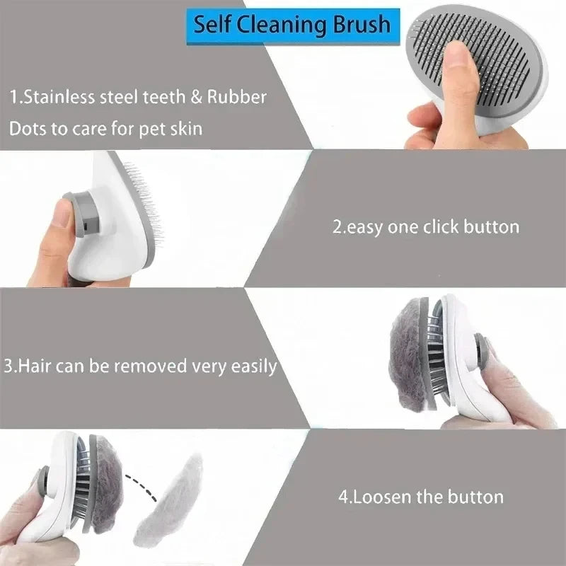 Self Cleaning Pet Hair Brush For Dogs And Cats Dematting Comb Grooming Tool Massaging Pet Hair Remover
