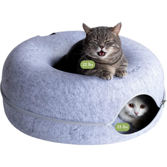 Cattasaurus Peekaboo Cat Cave for Large Cats Donut Bed
