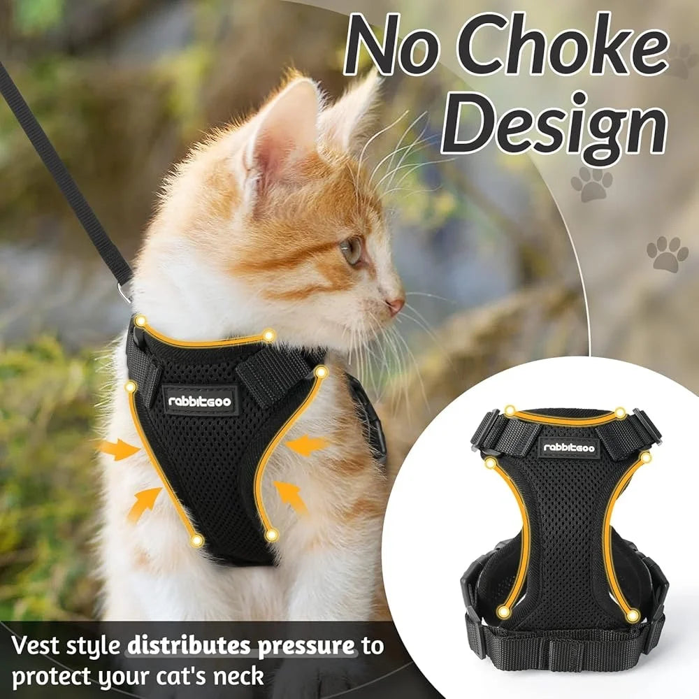 Escape Proof Cat Harness Leash Adjustable Outdoor Vest