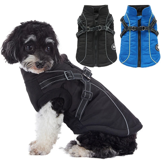 Pet Dog Waterproof Warm Winter Jacket With Harness Reflective Coat For Small Large Dogs Chihuahua French Bulldog Outfits