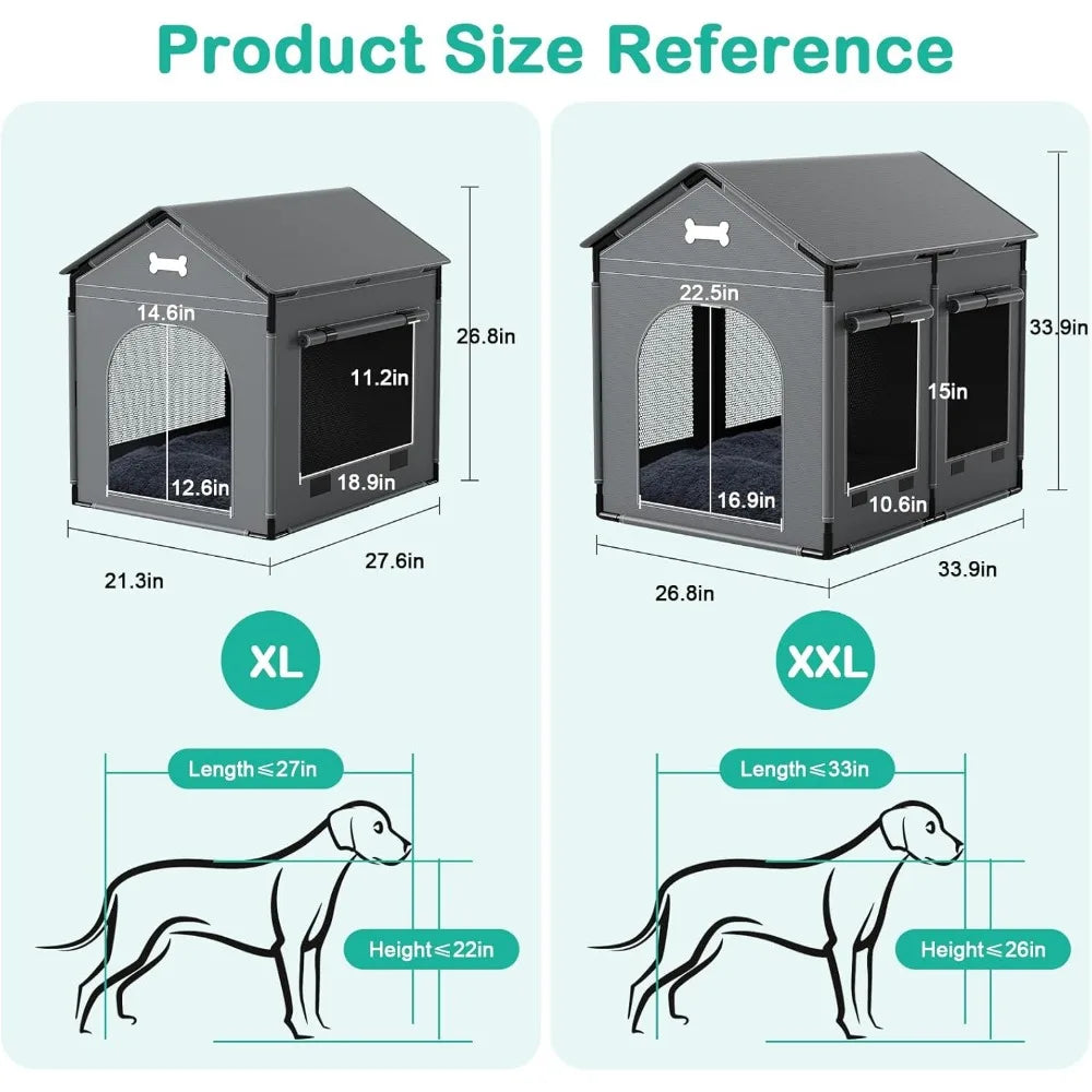 2XL Indoor Dog House Kennel Bed Mat With Cushion For Pets