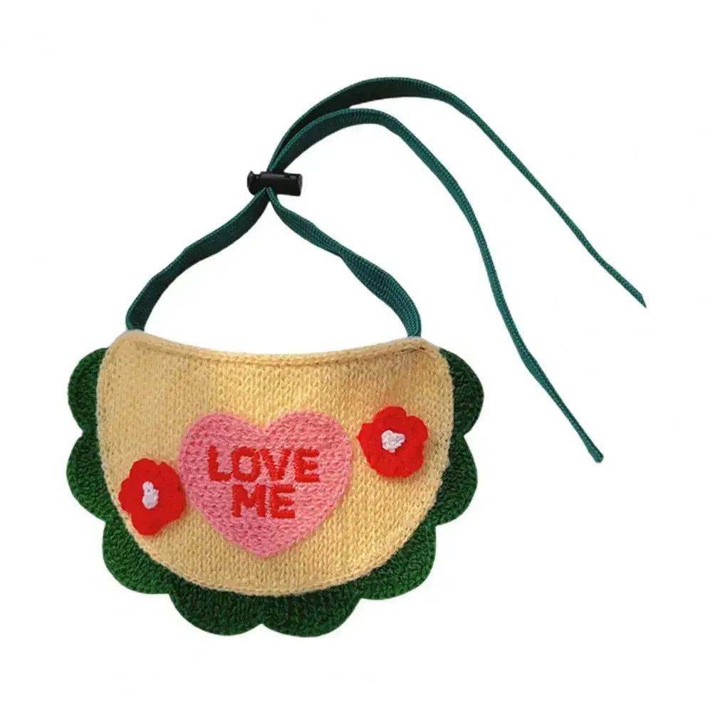 Pet Saliva Towel With Elastic Lace Up Decoration Embroidery