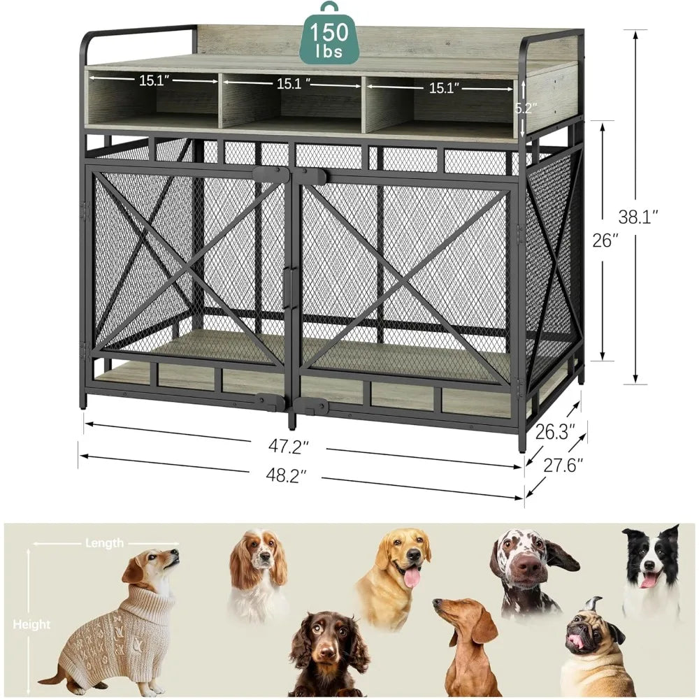 48 Inch Large Dog Crate End Table With 3 Drawers Heavy Duty