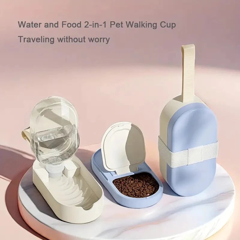 Portable Pet Water Bottle With Cup And Food Container