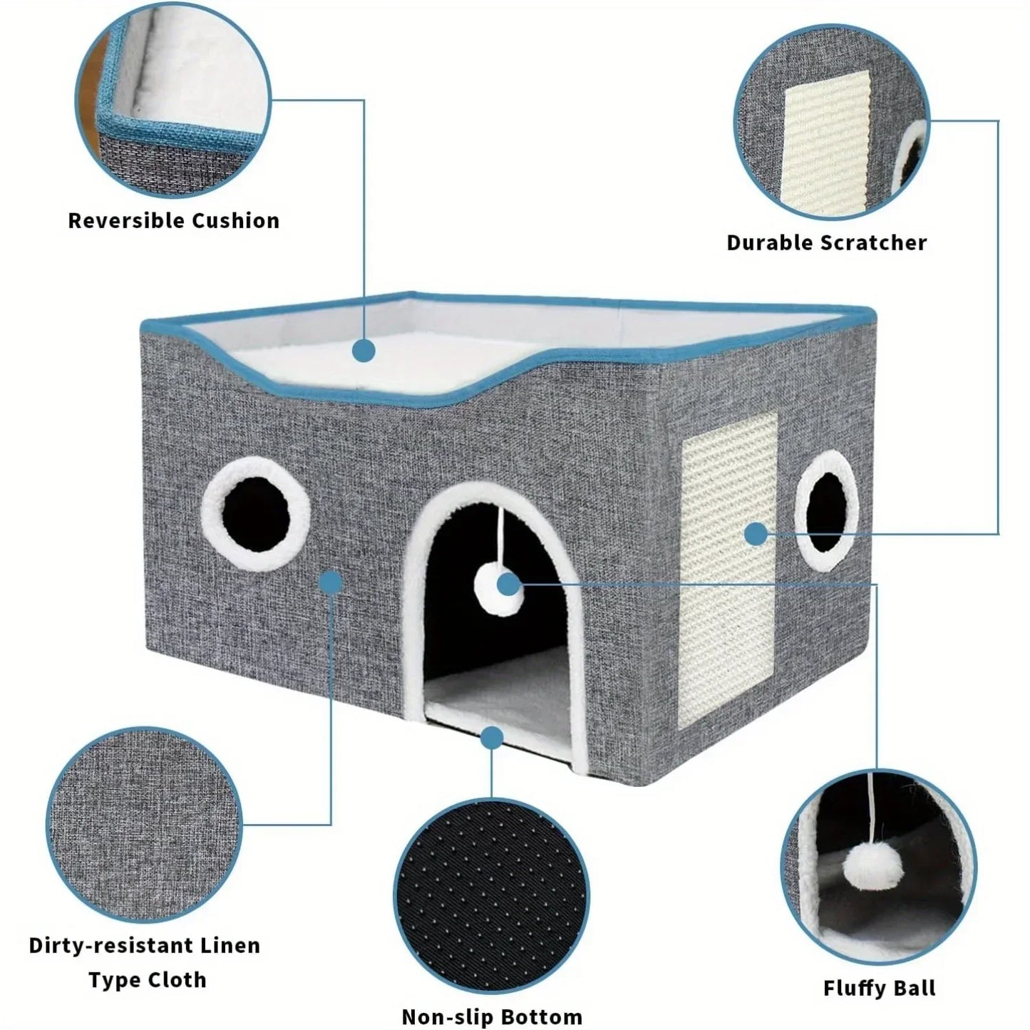 Four Season Pet Furniture Cushion Cat Tree Bed With Ball