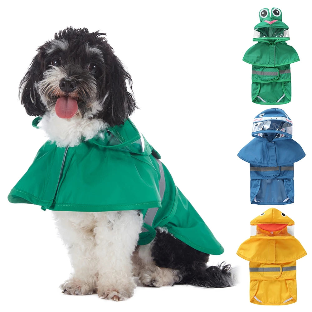 Fashionable Reflective Dog Raincoat Hooded Waterproof Jacket For Large Dogs Outdoor Weatherproof Coat