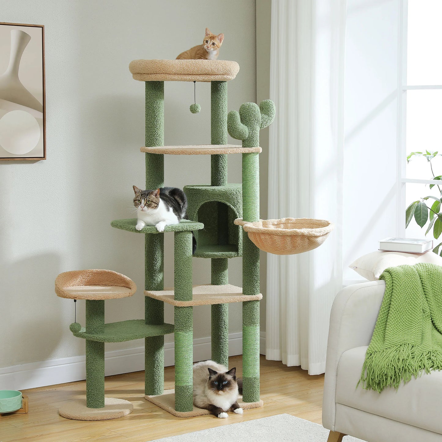 Cactus Tall Cat Tree Indoor Large Cats Multi Level Condo