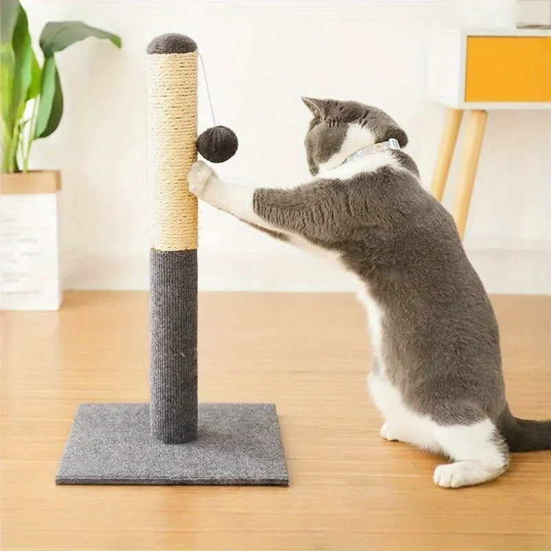 Natural Sisal Cat Scratching Post With Toy Ball Velvet Base