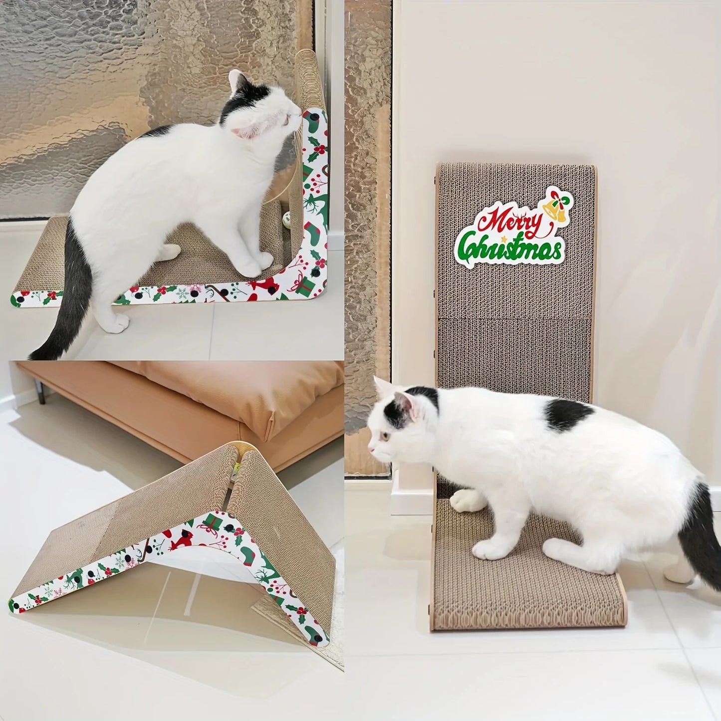 23.6 Inch L Shaped Cat Scratcher Wall Mounted Cardboard