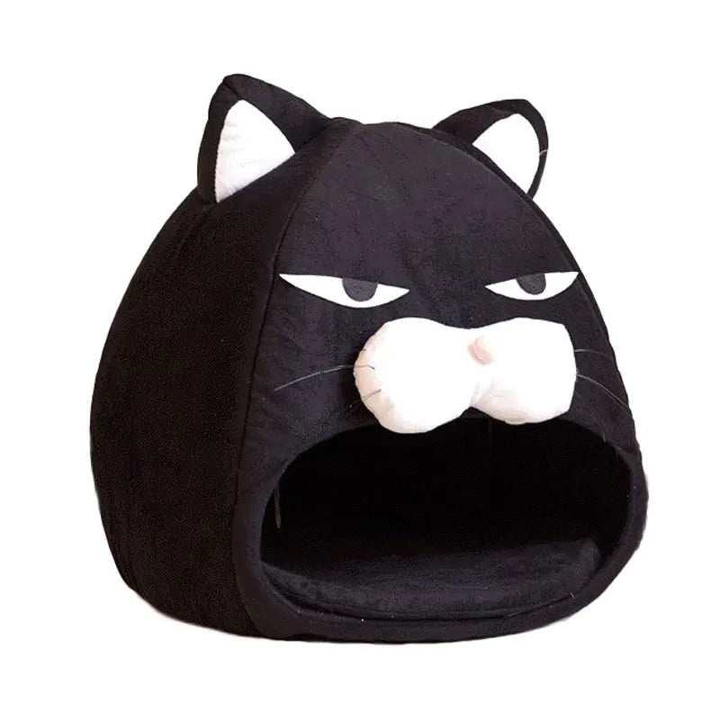 Foldable Cat House With Cushion Soft Pet Nest Cartoon Cave