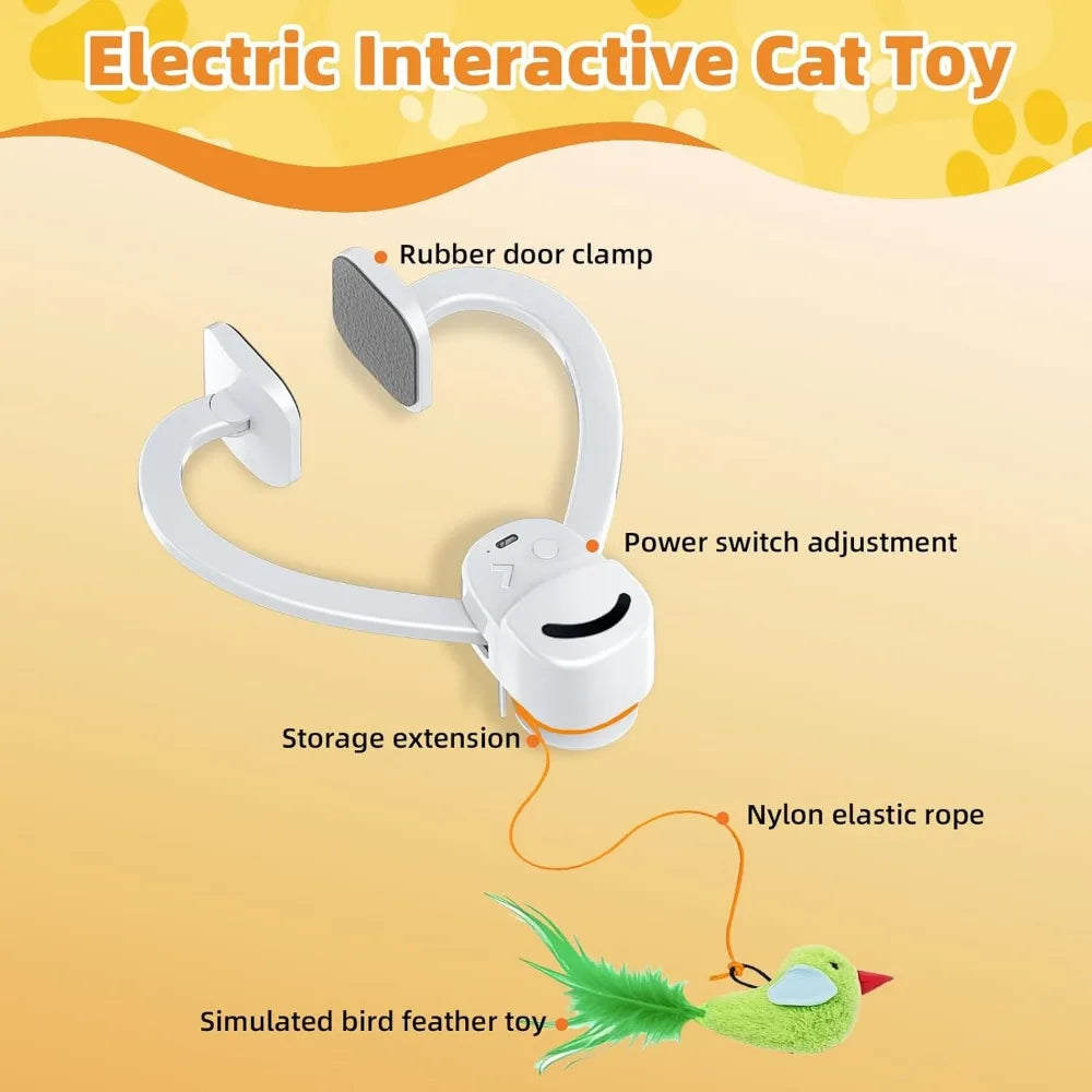 Interactive Cat Toys for Indoor Cats Automatic Electric Flying Bird Feather Wand Toy - Best Kitten & Adult Cat Enrichment Stimul