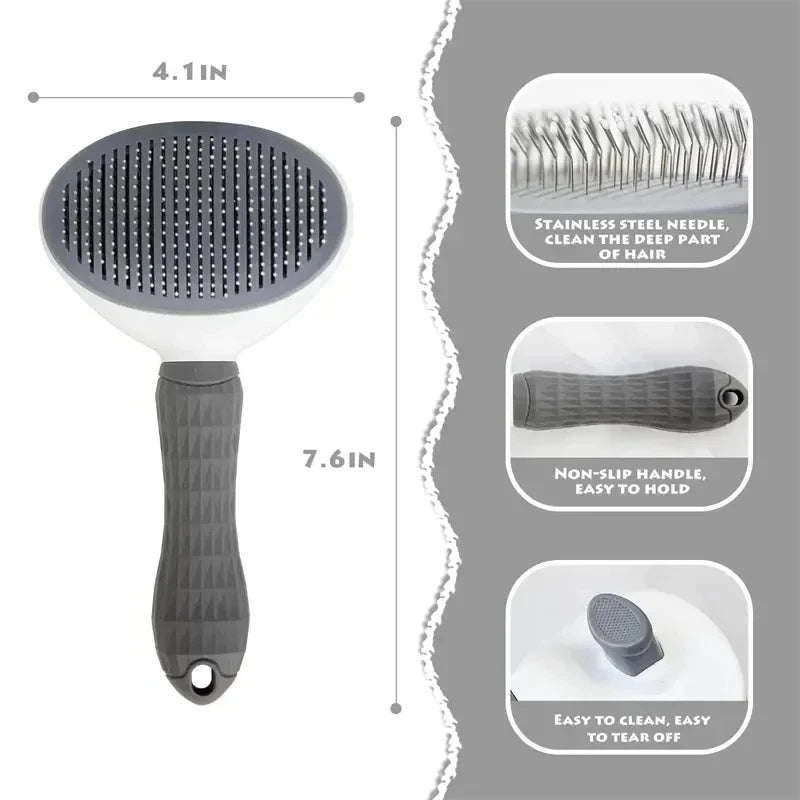 Self Cleaning Pet Hair Brush For Dogs And Cats Dematting Comb Grooming Tool Massaging Pet Hair Remover