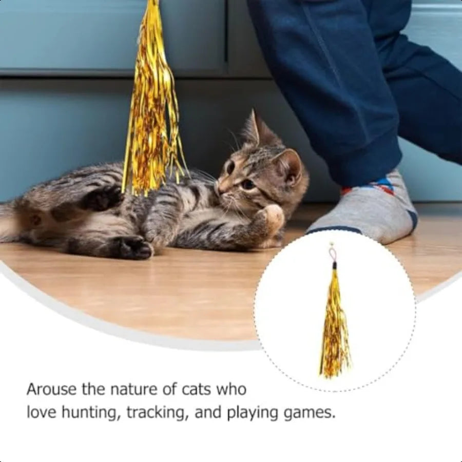 8 Pcs Cat Teaser Wand Replacement Bell Foil Tassel Toy