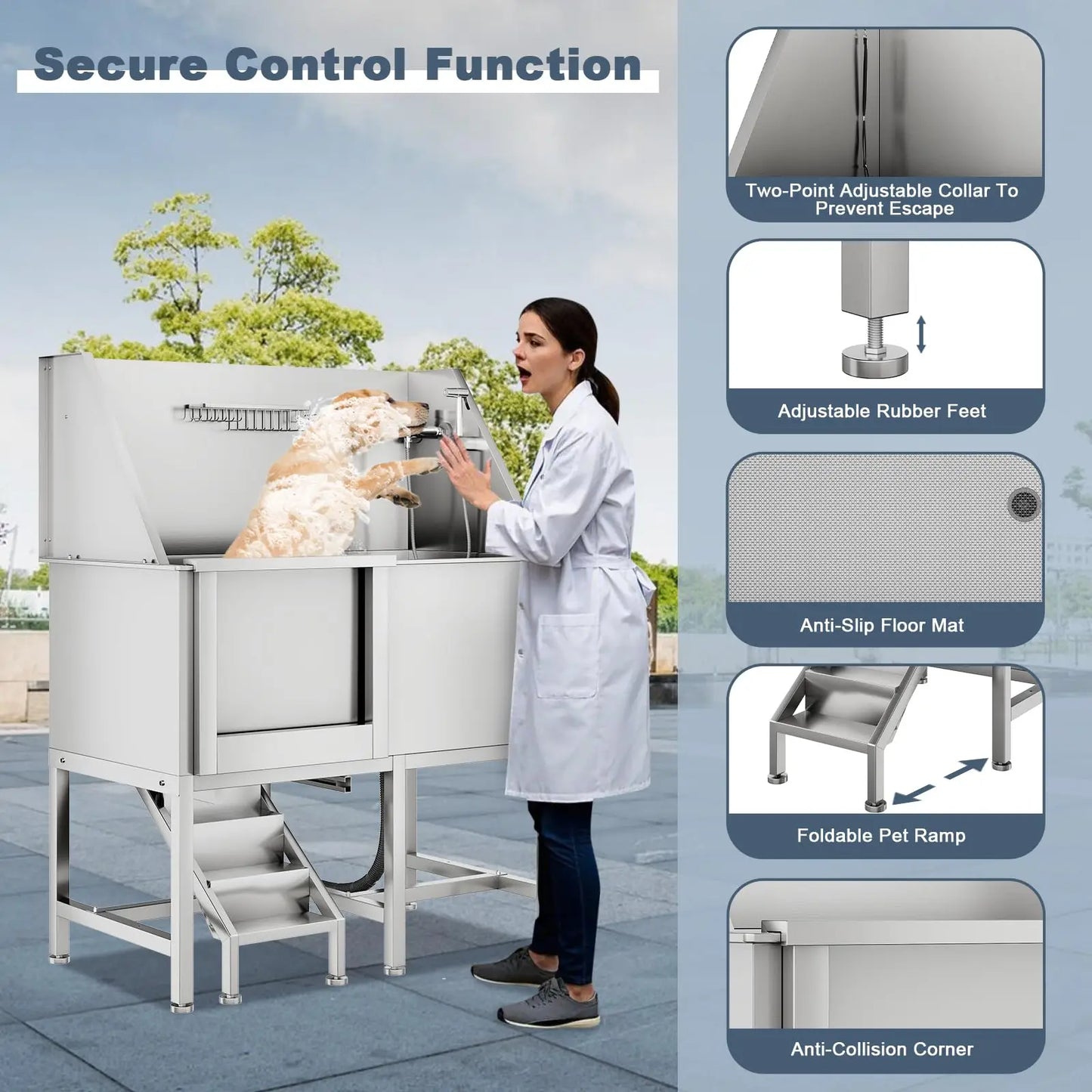 Stainless Steel Dog Bathing Station With Ramp And Grate