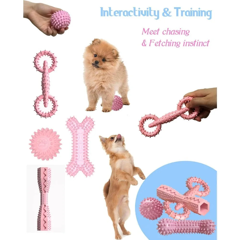 Pink Teething Chew Toys For Puppies Two To Eight Months