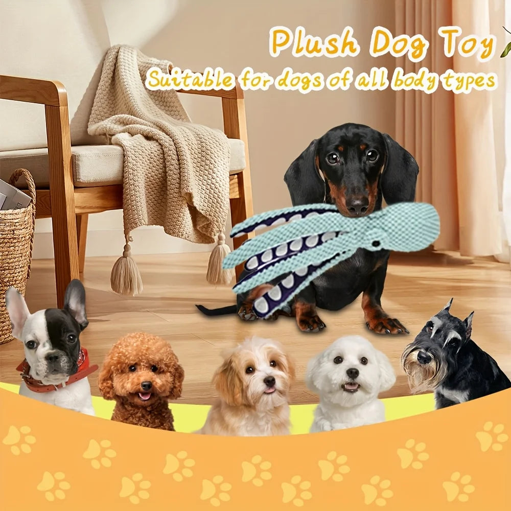 2 Octopus Plush Dog Toy Squeaky Bite Resistant Chew Toy