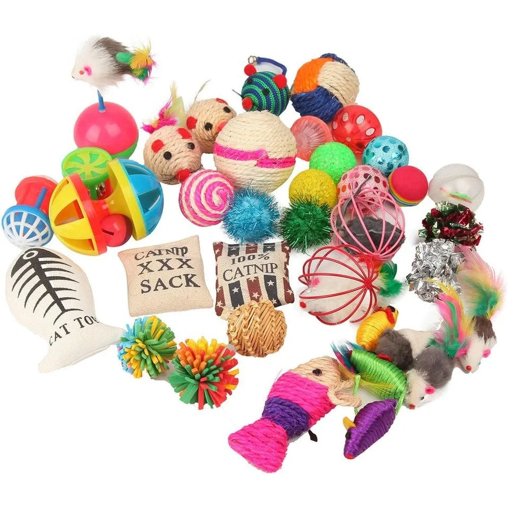 20 Piece Cat Toys Set Variety Pack Rattle Balls Catnip Mice