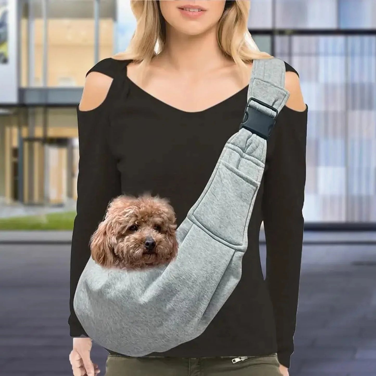 Small Pet Sling Carrier Hands Free Reversible Dog And Cat