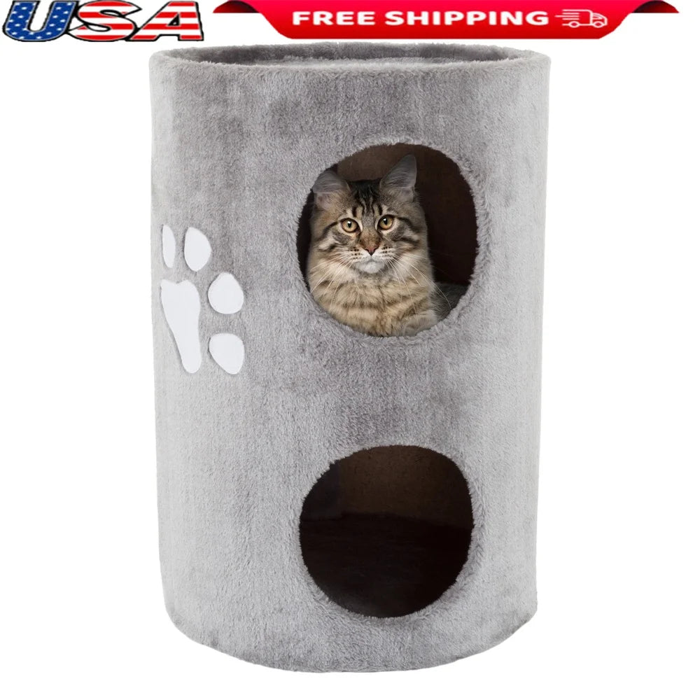 Two Story Cat Condo Space Saving Scratching Tree Lightweight