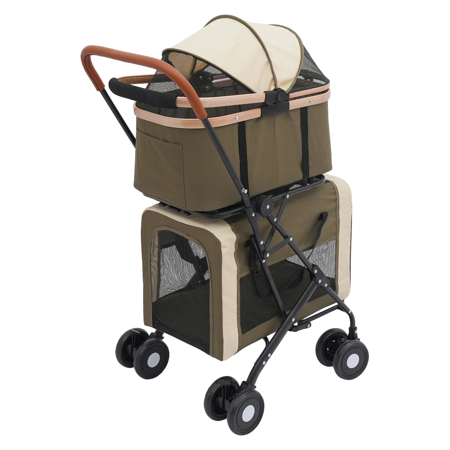 Detachable Double Tier Pet Stroller For Small And Med Dogs